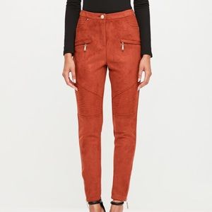 Orange rust suede high waisted pants